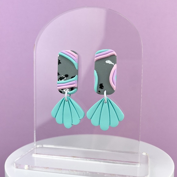 Pastel Abstract Rainbow Design Handmade Polymer Clay Earrings Lightweigh… - Picture 4 of 10